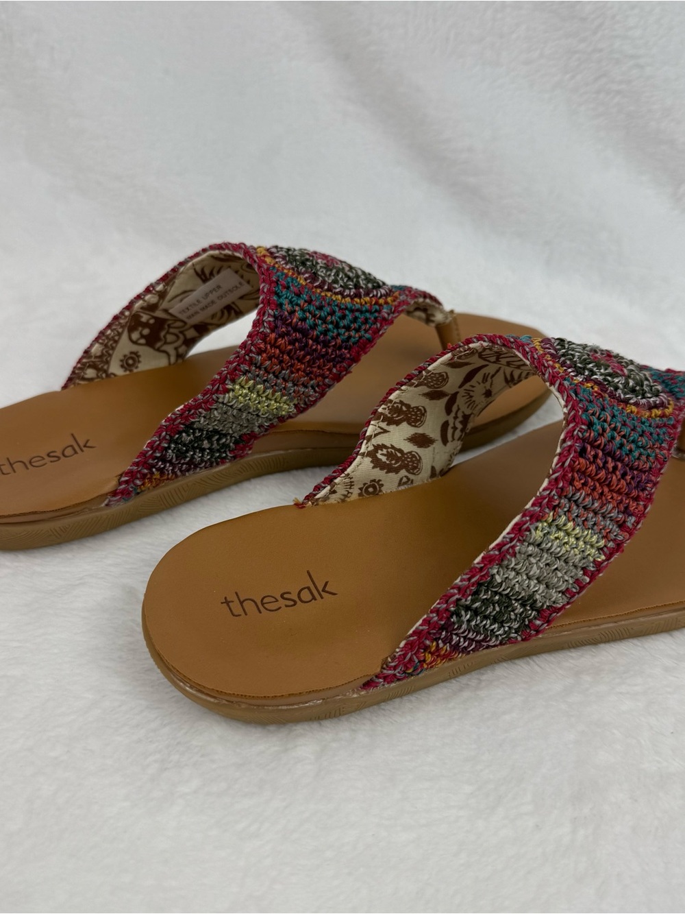 The Sak Shana Thong Sandals Womens 7 Crochet Boho Gypsy Stripe Beachwear - Picture 10 of 15